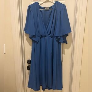 Kiyonna blue flutter sleeves dress size 1X